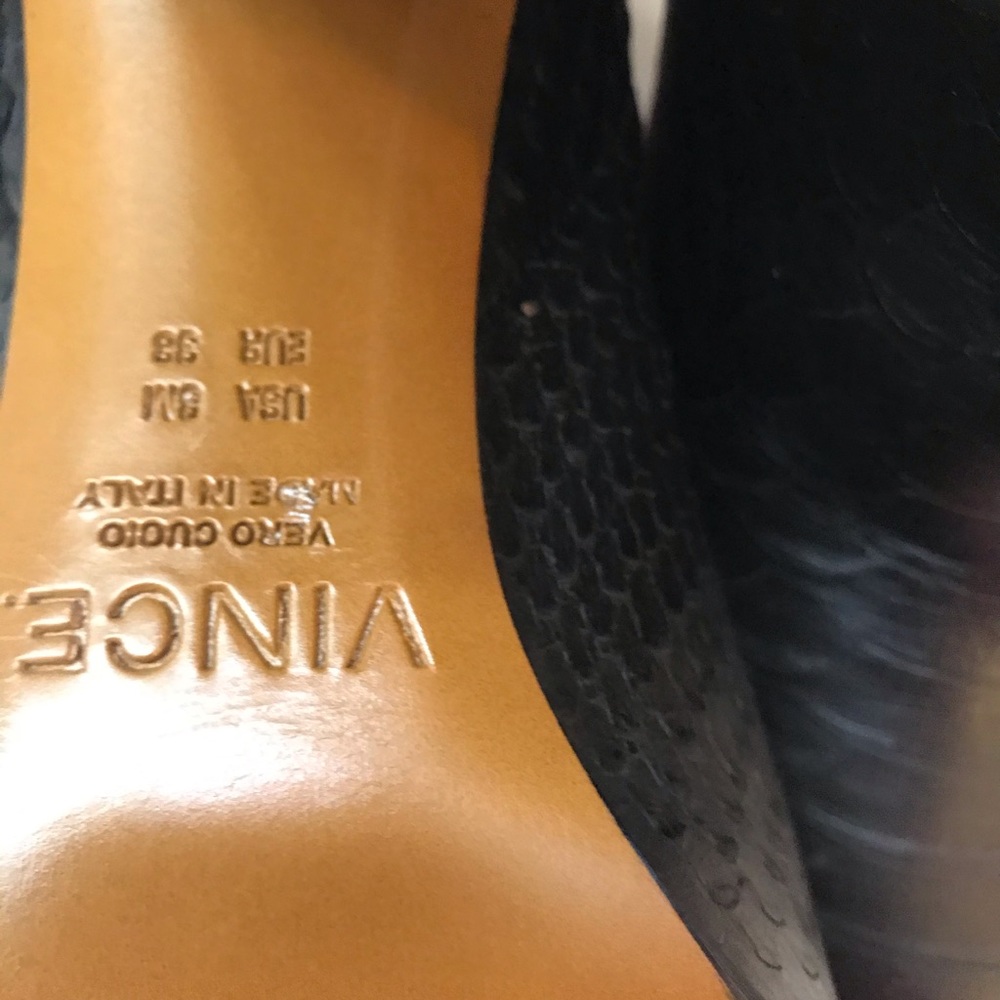 Vince Leather Black Python Heeled Boots - image 5